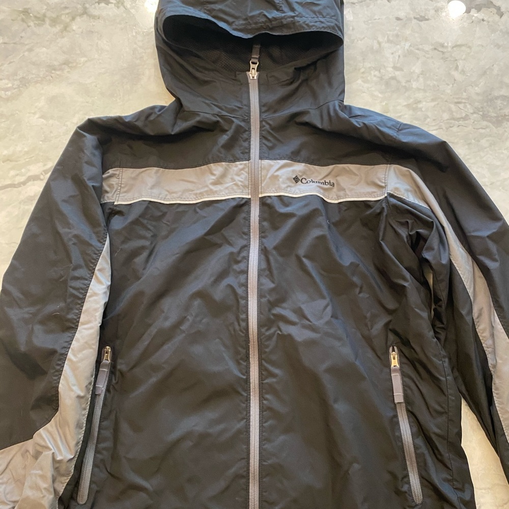 Columbia Kids 14/16 Raincoat Grey and Black